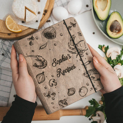 recipe book on wood 