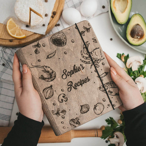 recipe book on wood 