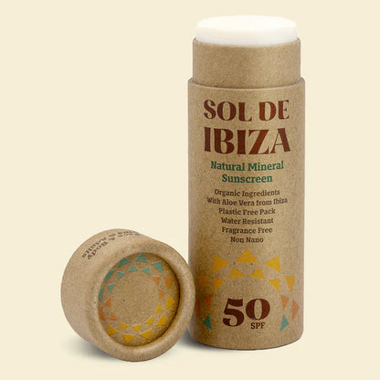 Sol de Ibiza Waterless Solid Sunscreen SPF 30 – Organic Sun Protection Stick (100g)