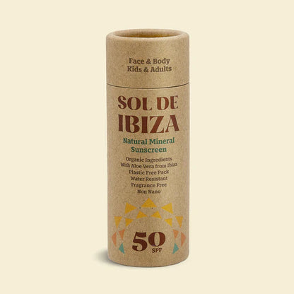 Sol de Ibiza Waterless Solid Sunscreen SPF 30 – Organic Sun Protection Stick (100g)