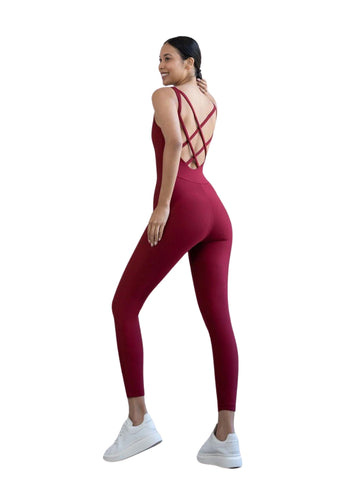 2101 Double Cross Jumpsuit in Bordeaux