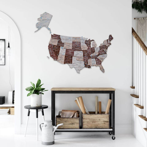 Enjoy The Wood - Mapa dos EUA em Madeira 3D Preto - 🇺🇸  Deslumbrante Decoração de Casa  ✨