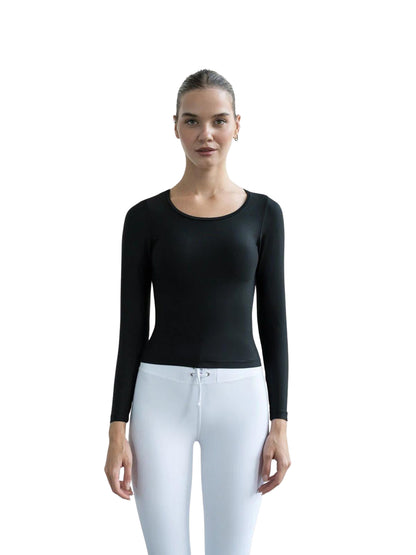 StylishFit - Black Long-Sleeve Top - Perfect for Yoga & Dance 🖤🧘‍♀️