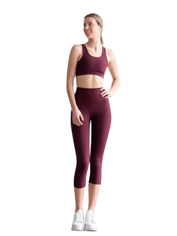 StylishFit - Leggings Capri Bordeaux - Restez Actif et Confiant 🏃‍♀️✨