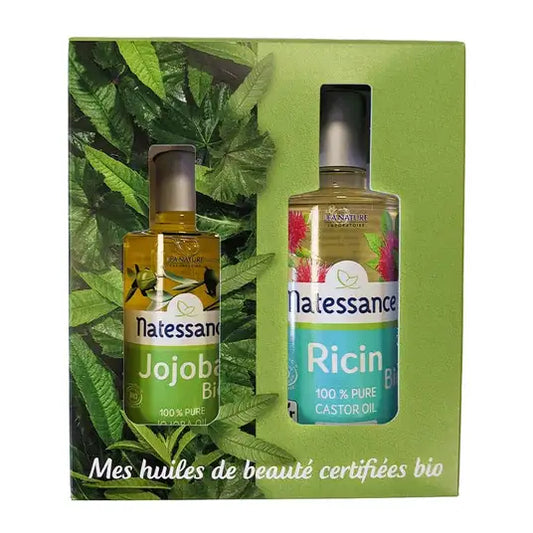 🌿 Natessance® 100% Pure Organic Oils Duo Gift Set - Jojoba & Castor 🌿