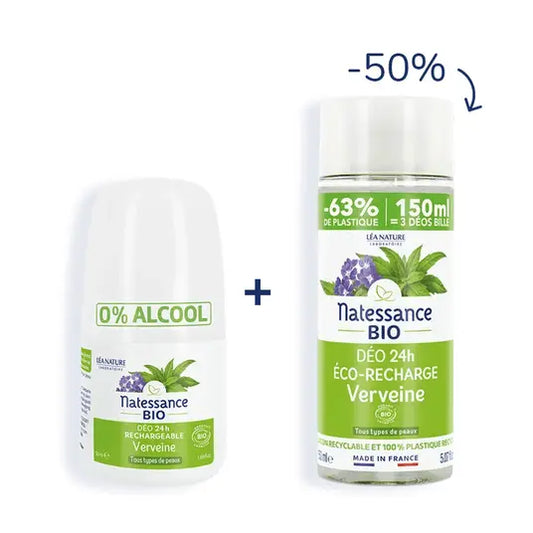 🌿 Natessance® 24h Aloe Vera Rechargeable Deodorant Duo - 50ml + 150ml Eco-Refill 🌿