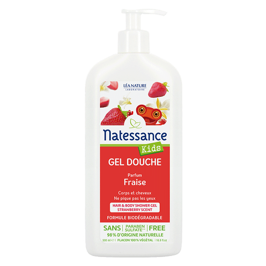 🍓 Natessance® Kids Organic Vanilla-Strawberry Shower Gel - 500ml 🍓