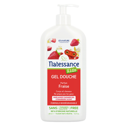 🍓 Natessance® Kids Organic Vanilla-Strawberry Shower Gel - 500ml 🍓