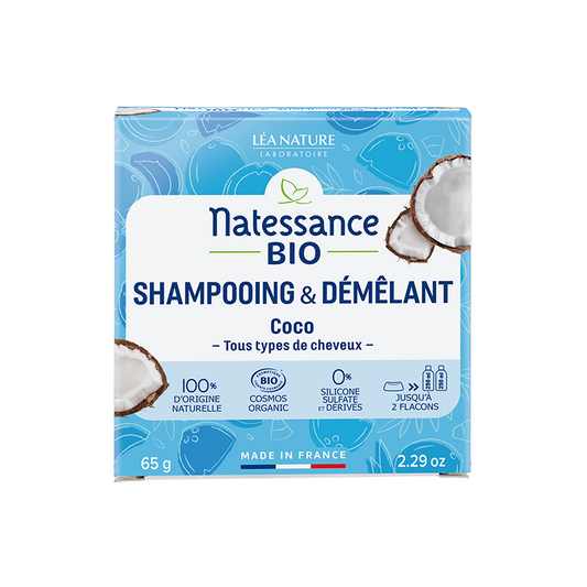 🌴 Natessance® Organic Coconut Solid Shampoo & Detangler - 85g 🌴