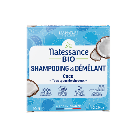 🌴 Natessance® Organic Coconut Solid Shampoo & Detangler - 85g 🌴