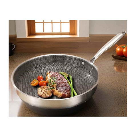 Cheffinger Bratpfanne – PFP-24 cm – Edelstahl – Wabenstruktur – Induktion