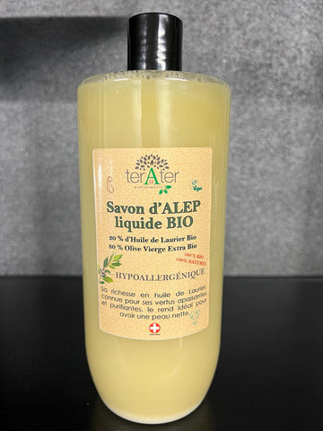 TerATer - Savon Liquide Bio Alep 20% 🌿 Nettoyage Doux pour une Peau Radieuse !