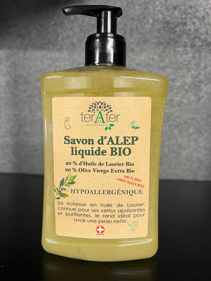 TerATer - Savon Liquide Bio Alep 20% 🌿 Nettoyage Doux pour une Peau Radieuse !