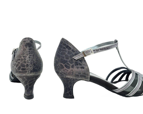 Grace Bliss Tanzschuhe in Silber & Schwarz Satin