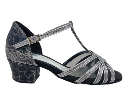 Grace Bliss Tanzschuhe in Silber & Schwarz Satin