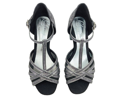 Grace Bliss Tanzschuhe in Silber & Schwarz Satin