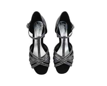 Grace Bliss Tanzschuhe in Silber & Schwarz Satin