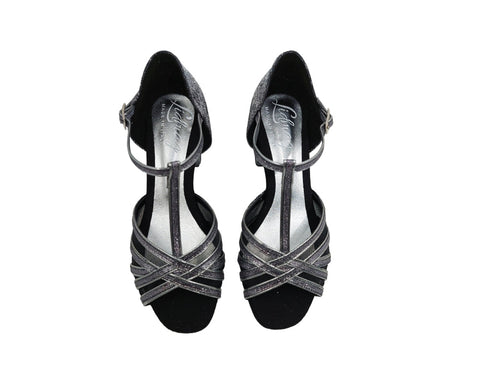 Grace Bliss Tanzschuhe in Silber & Schwarz Satin