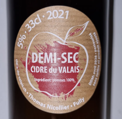 Cidrerie du Valais – Håndværk Demi-Sec Cider 33cl 🍏🍎 | 100% Naturlig, Sulfitfri