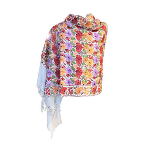 AISHITERU - Valenya Embroidered Wool Shawl - Vibrant Floral Craftsmanship 🌸✨