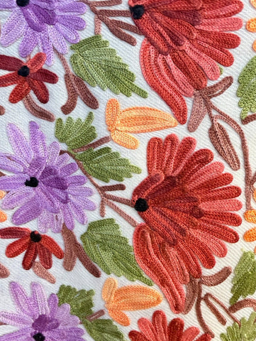 AISHITERU - Valenya Embroidered Wool Shawl - Vibrant Floral Craftsmanship 🌸✨