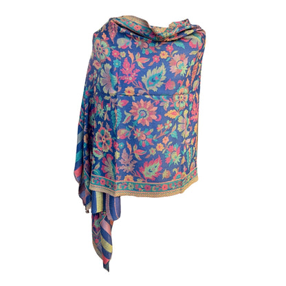 AISHITERU - Elvéra Kani Cashmere Shawl - Midnight Bloom: Luxurious wrap ✨🧣