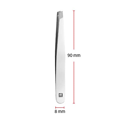 ZWILLING Schräge Pinzette für Präzise Augenbrauen Haarentfernung, Rostfreier Edelstahl Poliert, 90 mm