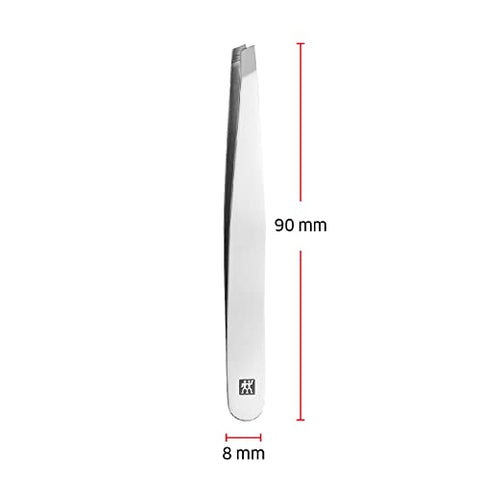 ZWILLING Schräge Pinzette für Präzise Augenbrauen Haarentfernung, Rostfreier Edelstahl Poliert, 90 mm