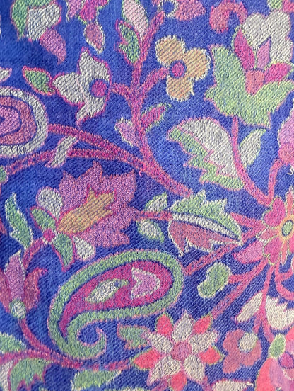 AISHITERU - Vireya Kani Cashmere Shawl - Royal Blue Floral Elegance ✨💎