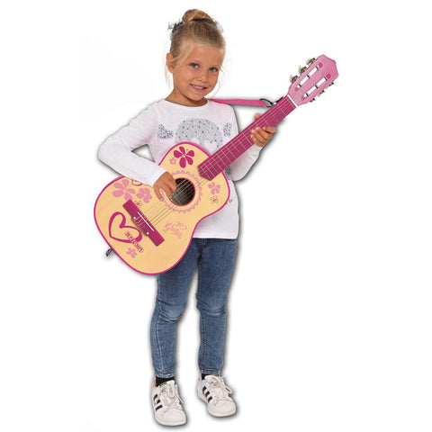 Gitarre 6 Saiten 75cm pink aus Holz