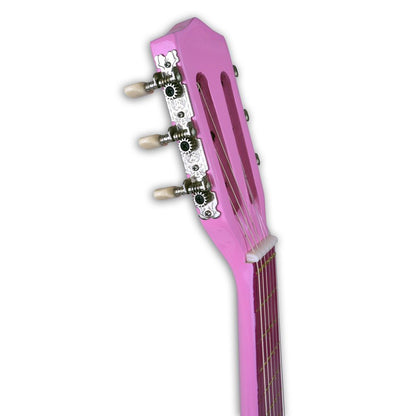 Gitarre 6 Saiten 75cm pink aus Holz