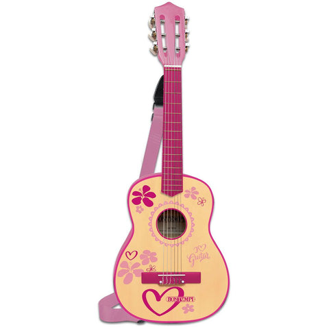 Gitarre 6 Saiten 75cm pink aus Holz