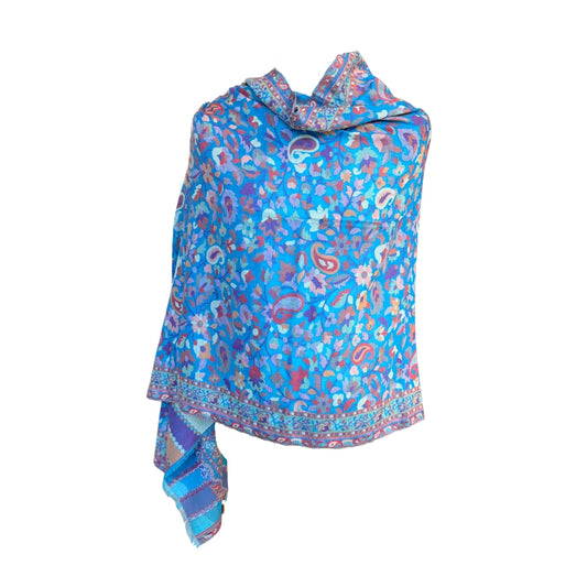 AISHITERU - Lumeva Kani Cashmere Shawl Turquoise Bloom - Radiant Luxury ✨🧣