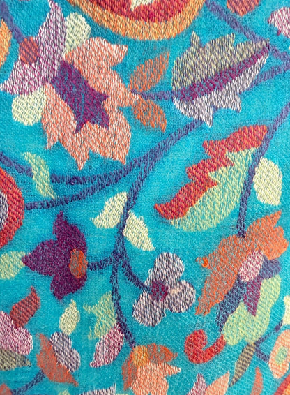AISHITERU - Lumeva Kani Cashmere Shawl Turquoise Bloom - Radiant Luxury ✨🧣