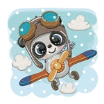 Diamond Painting Panda Flugzeug