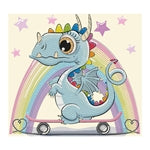 Diamond Painting Drache auf Skateboard