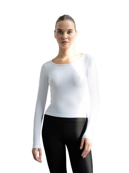 FashionFit - Hvit Langermet Topp - Perfekt for Bevegelse ✨🧘‍♀️