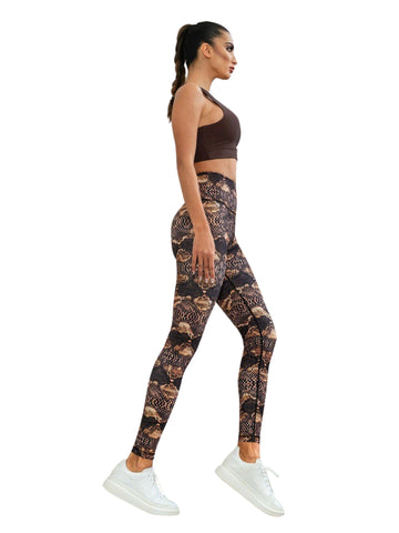 Leggings taille haute 411 en brun