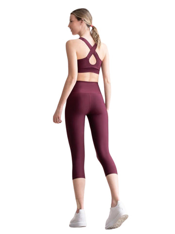 StylishFit - Leggings Capri Bordeaux - Restez Actif et Confiant 🏃‍♀️✨