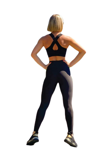 101 Single Crossed Sport Bra in Schwarz