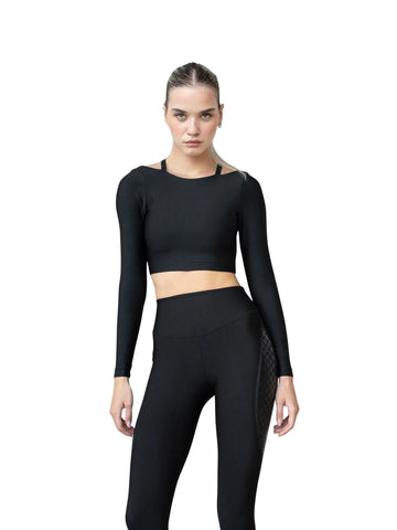 086 Parisis Langarm Top in Schwarz