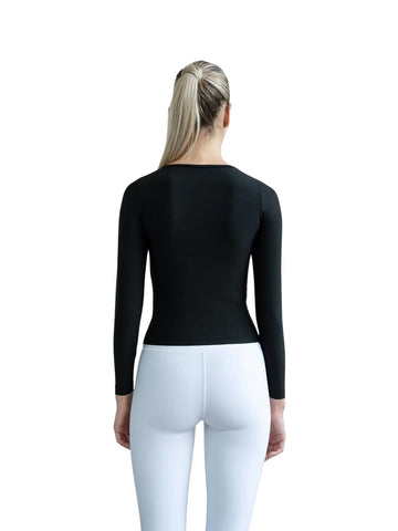 StylishFit - Black Long-Sleeve Top - Perfect for Yoga & Dance 🖤🧘‍♀️