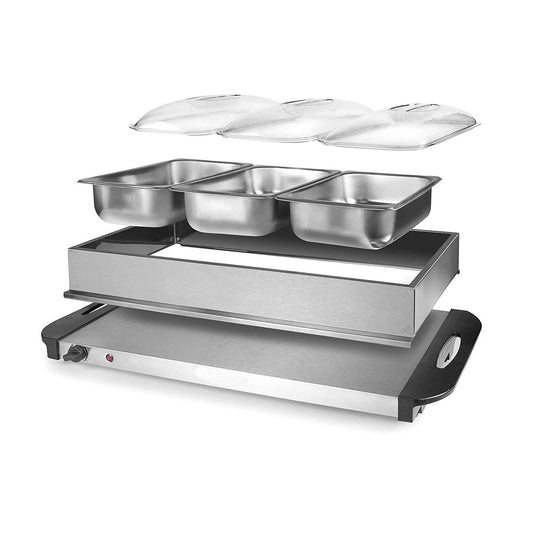 Edelstahl 2-in-1 Buffet-Wärmer + Warmhalteplatte