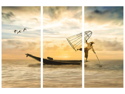 Leinwandbild 3-teilig Kunstvoller Fischer