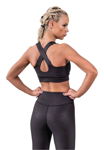 937 Leggings en simili cuir en noir serpent