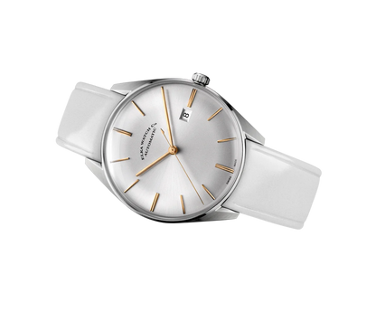 Elka Reloj - Correa de Cuero de Becerro Blanco Glaseado ⌚ D01-0808 Elegante Cronómetro para Cada Ocasión