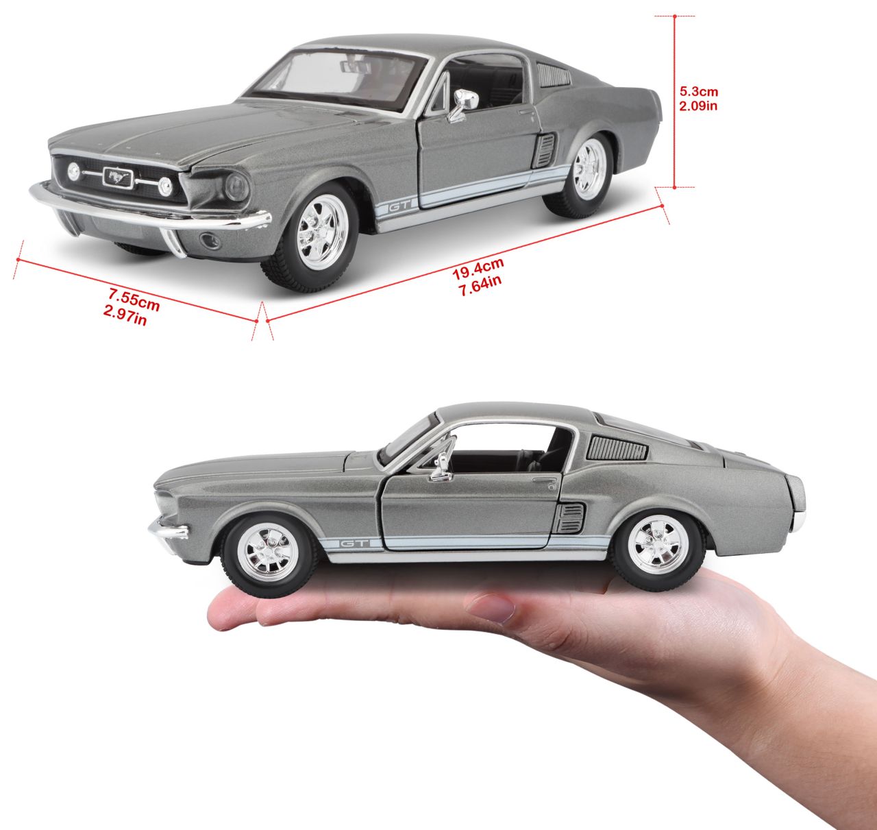 Ford Mustang GT 1967 grau 1/24