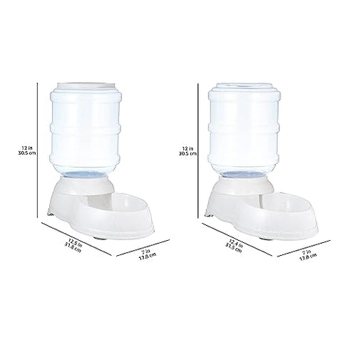 Amazon Basics 2 Stück, Hundefutter- und Wasserspender, Futter- und Wasserspender für Haustiere, Größe S, Klar, Grau
