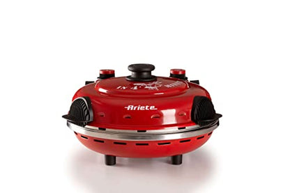 Ariete 919 Pizza in 4 Minuten, Pizzaofen, 400 Grad, backt in 4 Minuten, Schamottstein 32 cm Durchmesser, 1200 Watt, Zeitgeber von 15 Minuten, rot