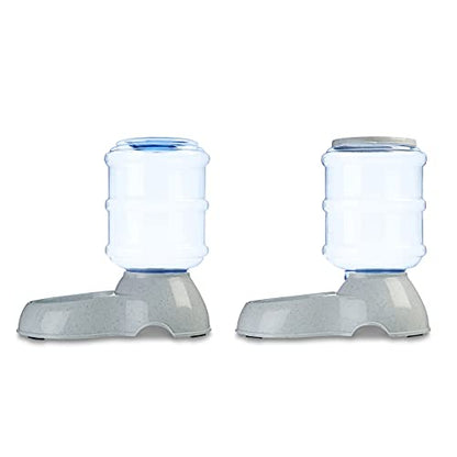 Amazon Basics 2 Stück, Hundefutter- und Wasserspender, Futter- und Wasserspender für Haustiere, Größe S, Klar, Grau